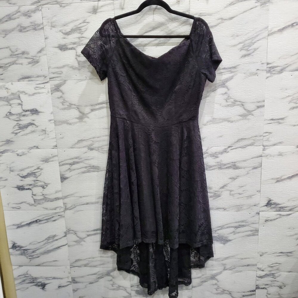 MllesReve Cocktail Party Dress Women Size XL Black Vintage Floral Lace Hi Low - Picture 1 of 11